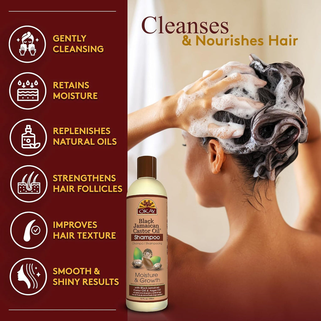 OKAY Black Jamaican Castor Oil Shampoo - 12 oz / 355 ml