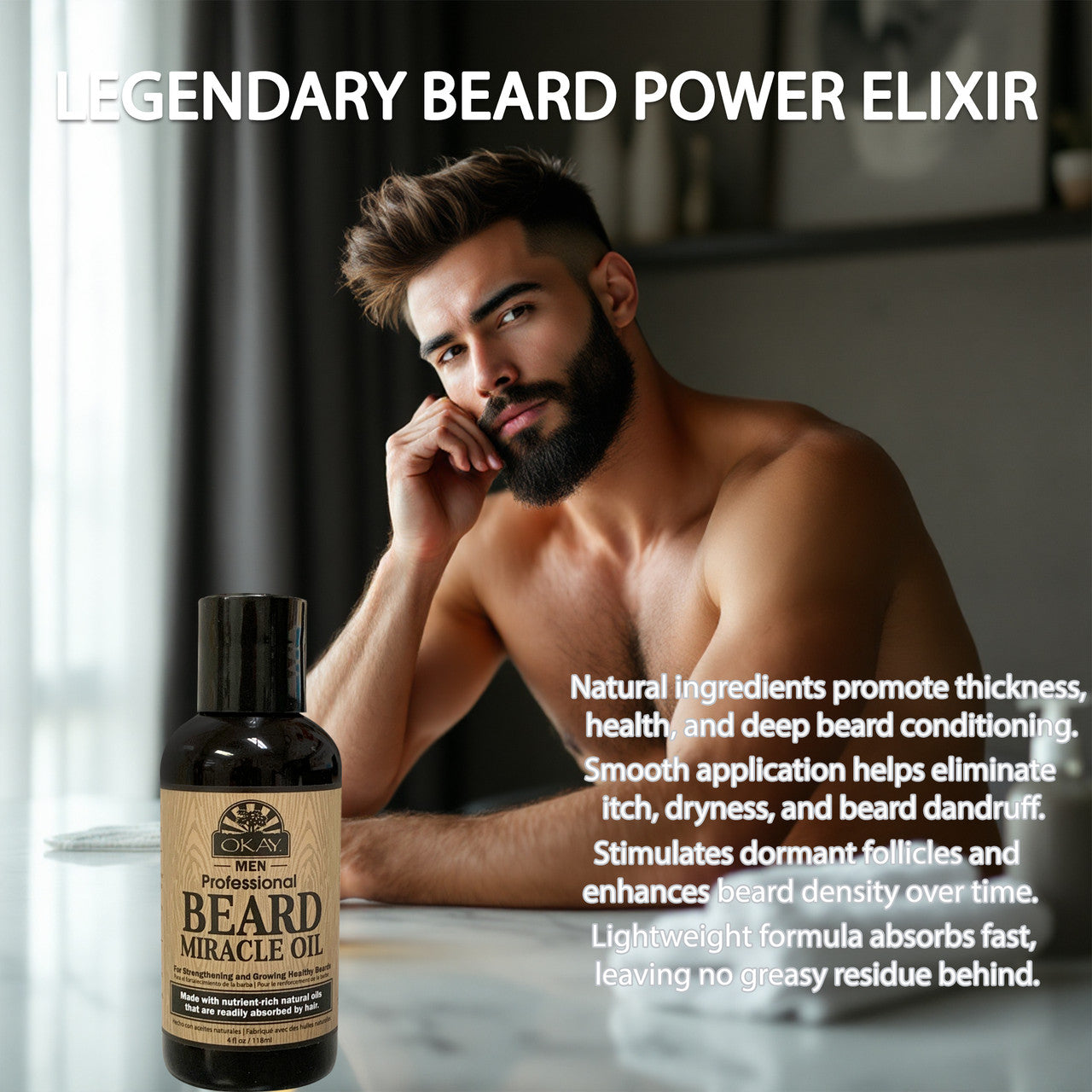OKAY Men's Beard Miracle Oil - 4 oz / 118 ml