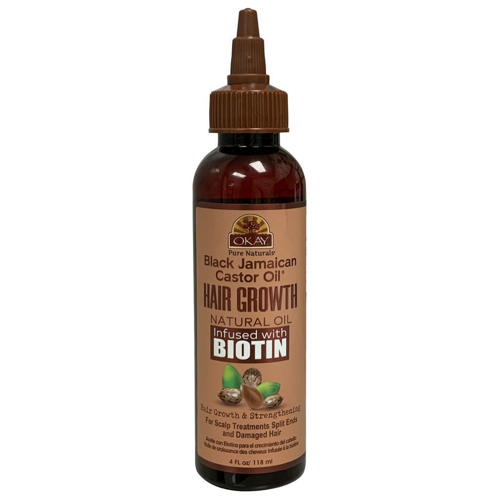 OKAY Pure Naturals Black Jamaican Castor Oil with Biotin - 4 oz / 118 ml