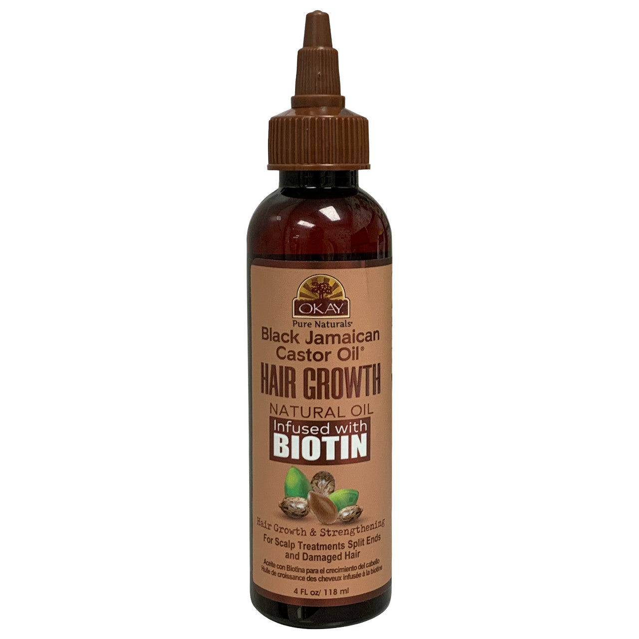 OKAY Pure Naturals Black Jamaican Castor Oil with Biotin - 4 oz / 118 ml